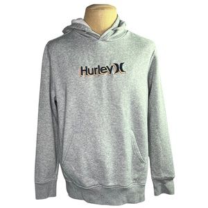 Hurley Men’s Gray Spell Out Pullover Medium Weight Hoodie Size Medium